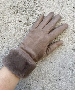 Handskar med päls i taupe