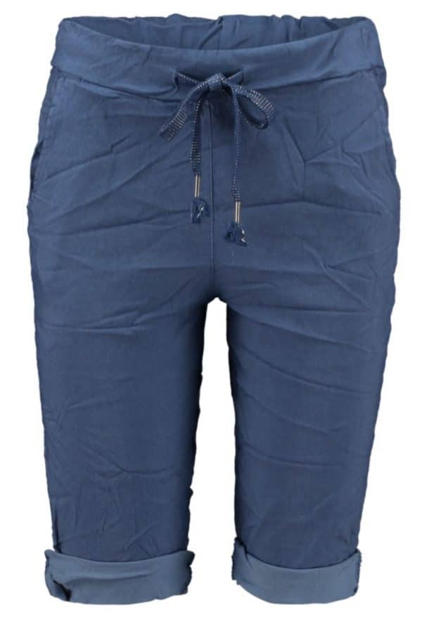 magiska caprishorts i denimblÄ