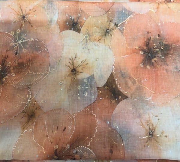 Fin blommönstrad sjal i orange