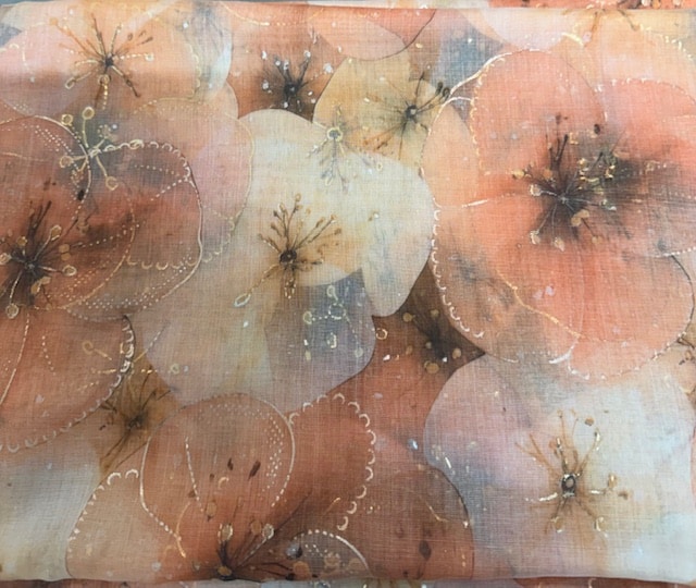 Fin blommönstrad sjal i orange