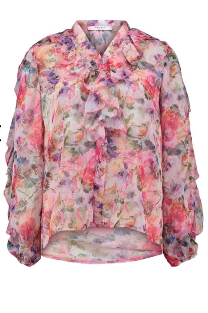 Rosa blommönstrad blus