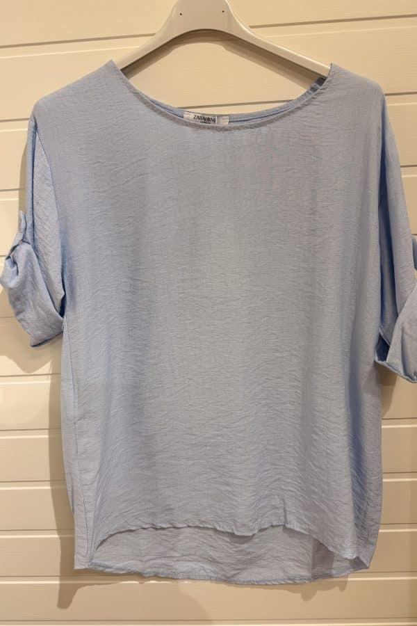 Topp i viskosmix med uppvikbar ärm – Zabaione 🤍✨