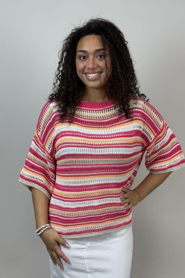 🌸 Hålstickad Tröja med Båtringning 🌸