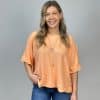🍑 Stickad Poncho med Vid Ärm – Persika 🍑