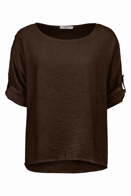 Topp i viskosmix med uppvikbar ärm