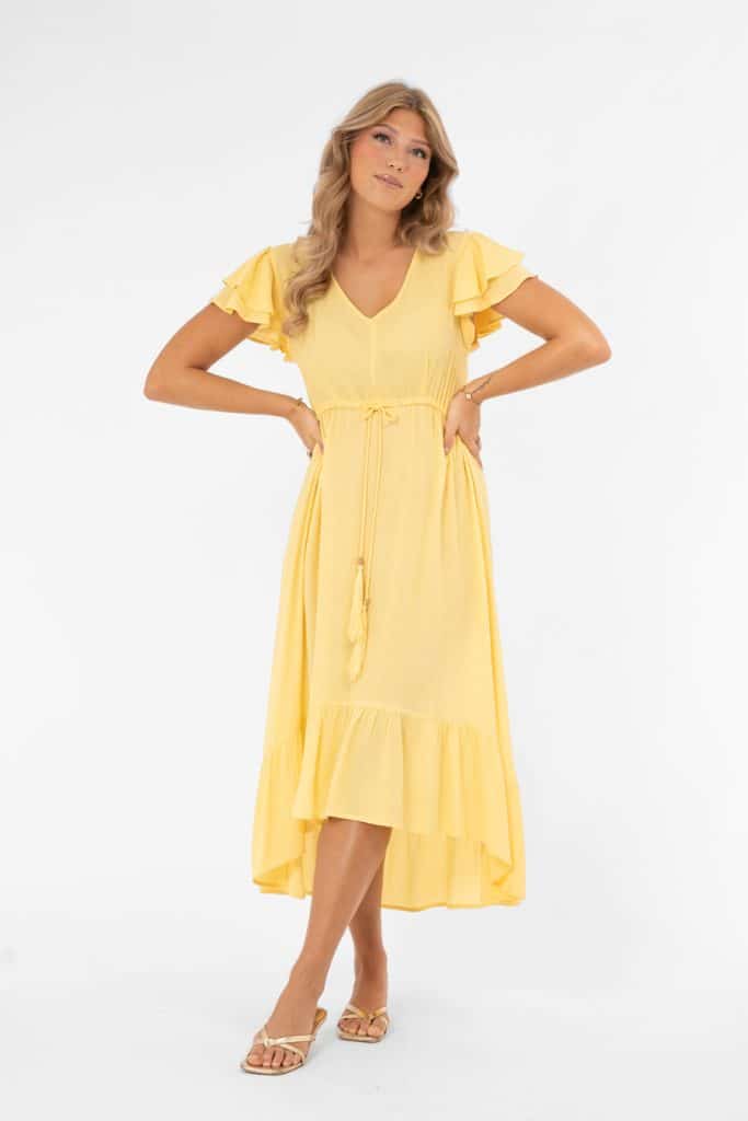 Viskosklänning i gult