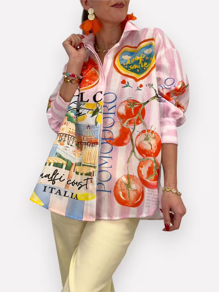 Oversize skjorta med print