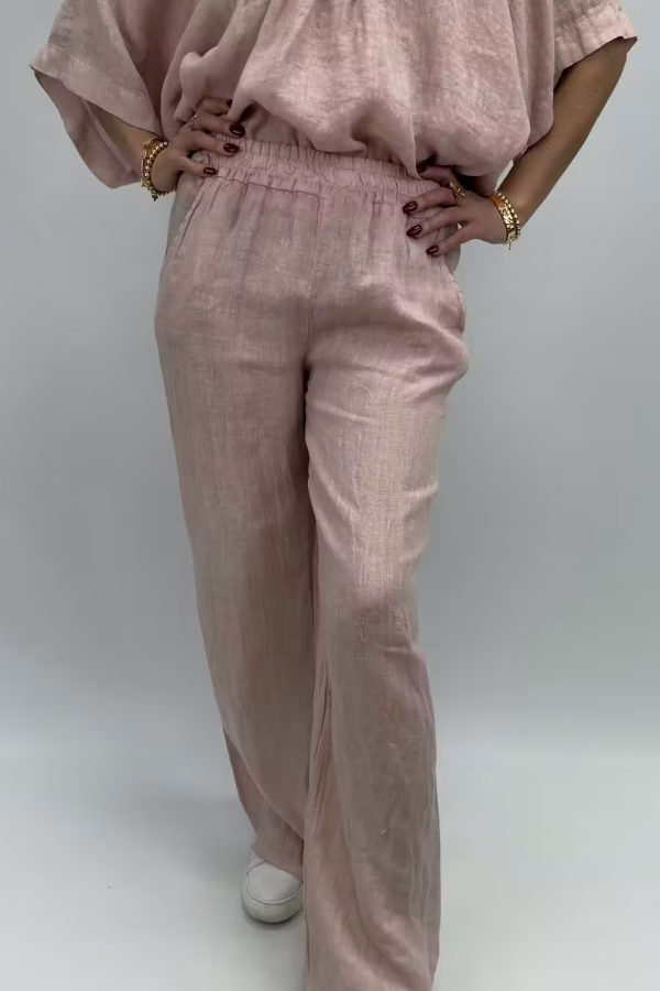 Vida linnebyxor i rosa