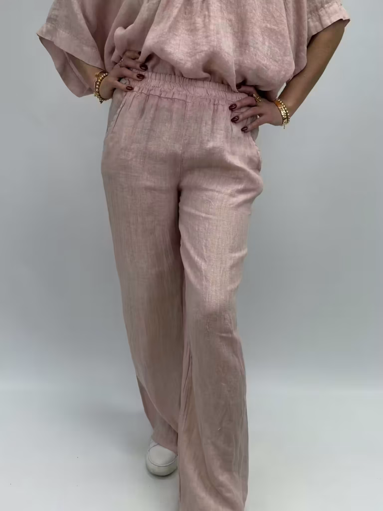 Vida linnebyxor i rosa