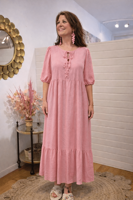 Fin viscoseklänning i rosa