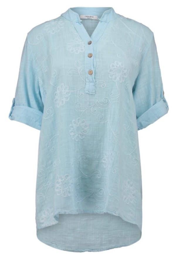 Stilren topp fr,Zabaione i ljusblått