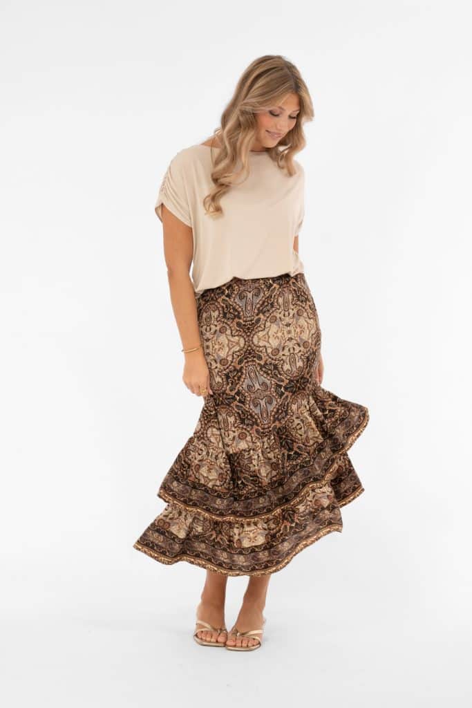 Paisleymönstrad A-linjekjol i lavendel