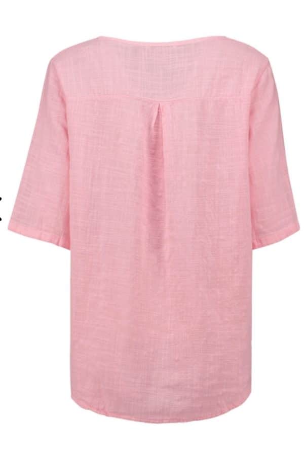 Romantiskt topp med broderi fr,Zabaione i rosa