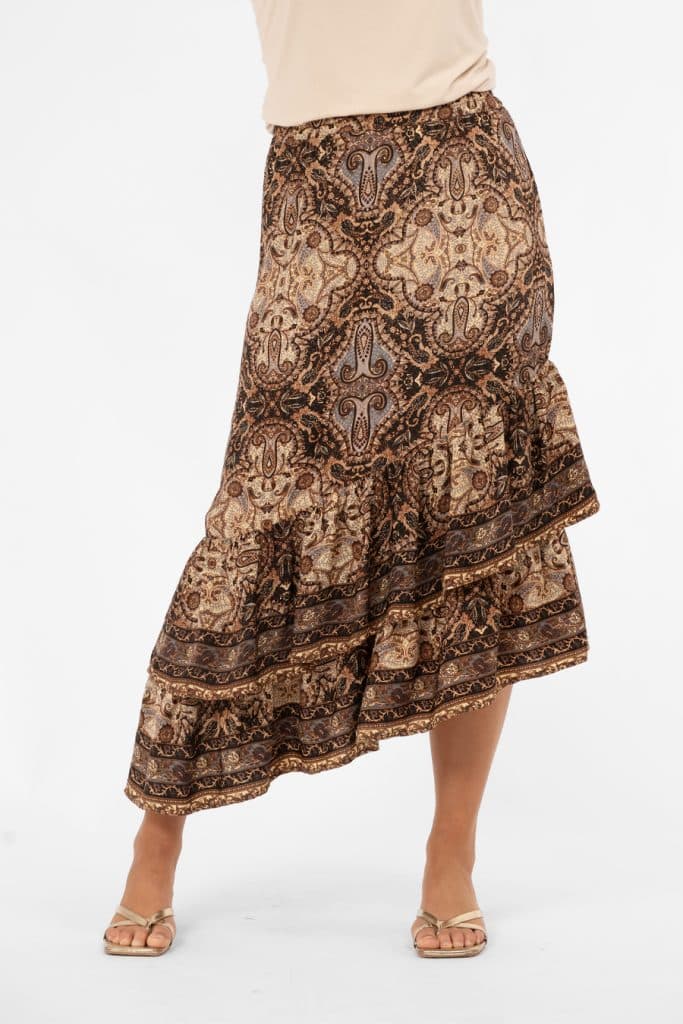 Paisleymönstrad A-linjekjol i lavendel