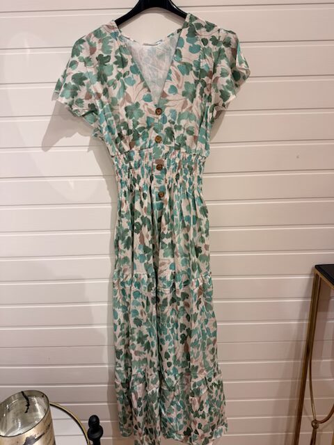 Grönmönstrad långklänning