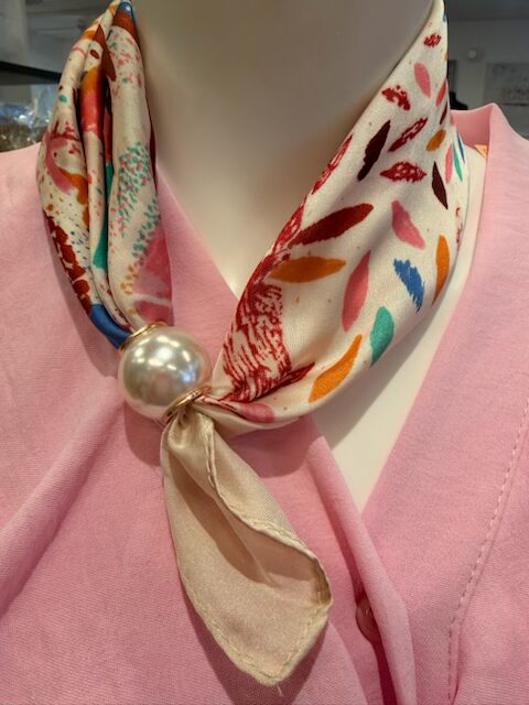 sjal med magnet rosa/orange/blå