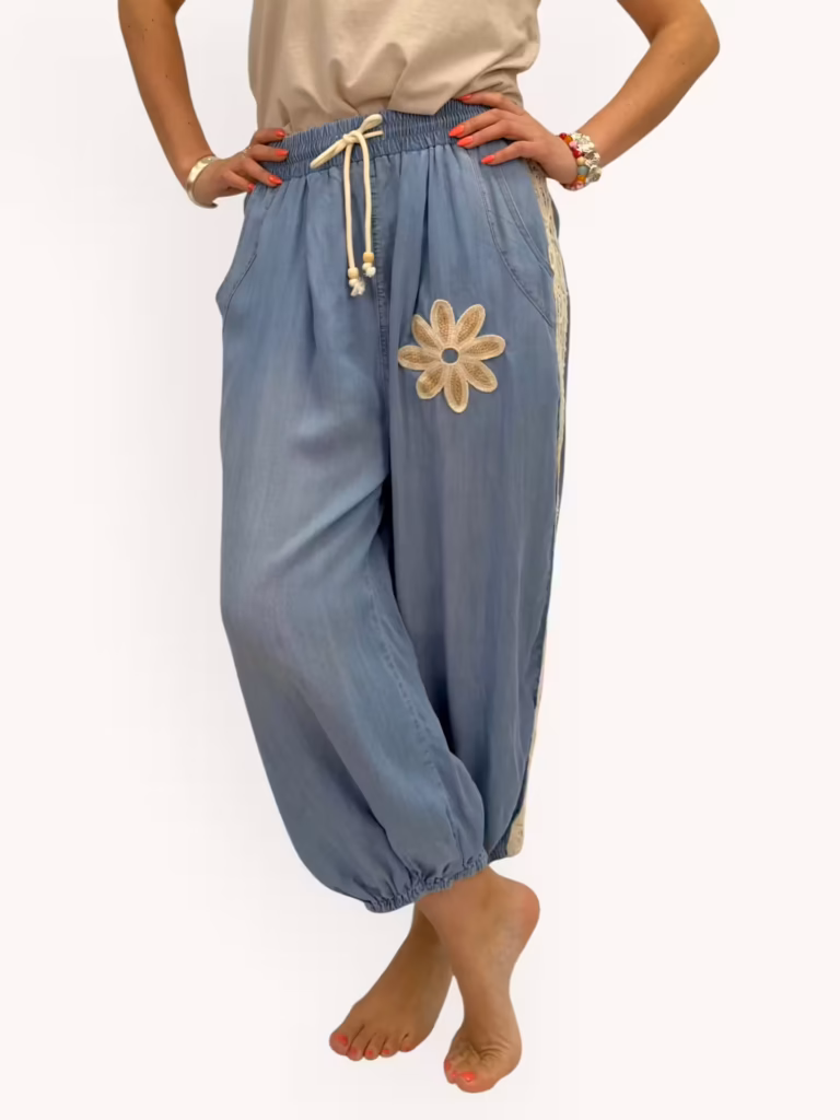 Ballongbyxor i mjuk denim