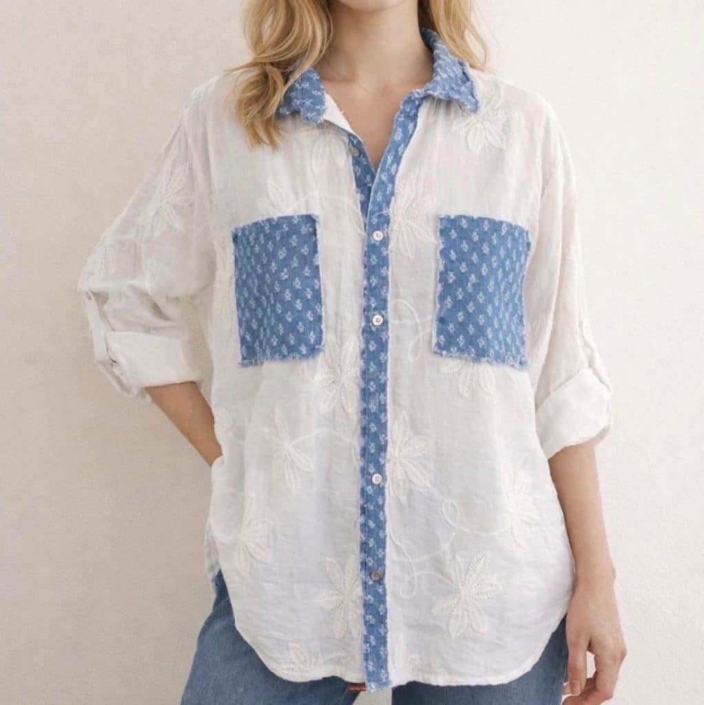 Härlig luftig skjorta med broderade detaljer