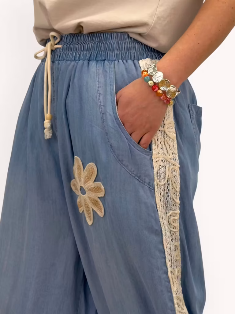 Ballongbyxor i mjuk denim