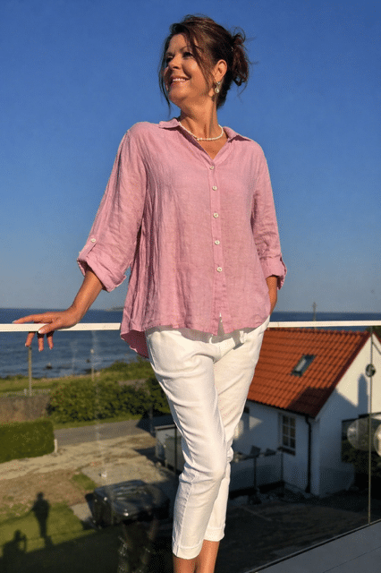 Klassisk linneskjorta i rosa