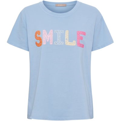 T-shirt i ljusblått med SMILE tryck