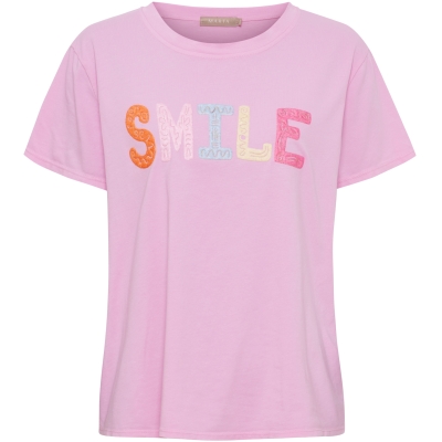 T-shirt med SMILEtryck i rosa