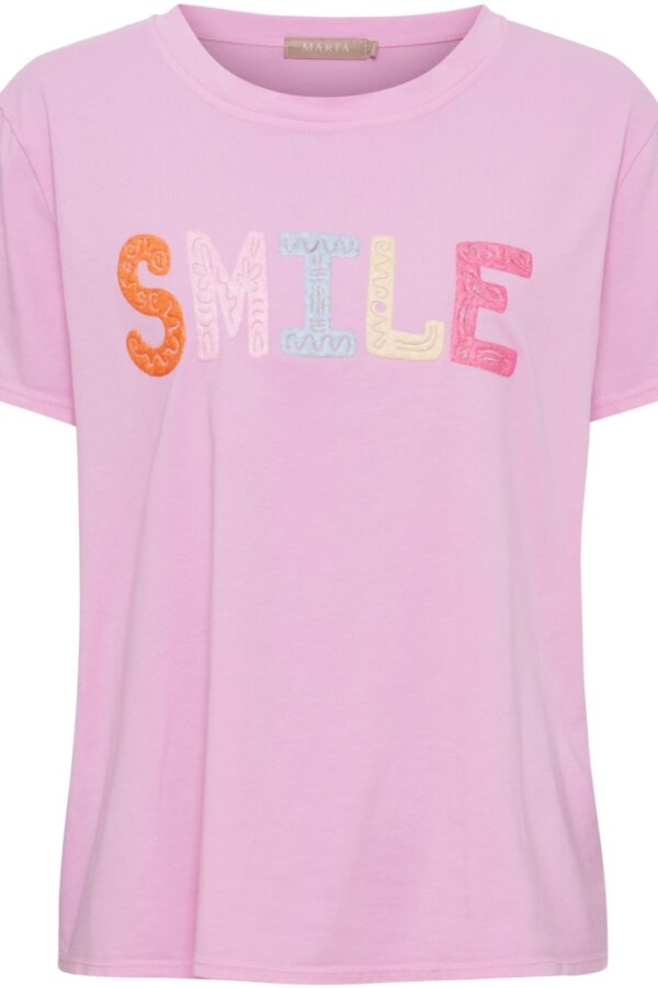 T-shirt med SMILEtryck i rosa