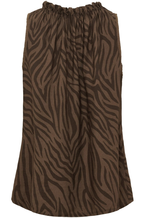 Brun ärmlös viskostopp i zebra