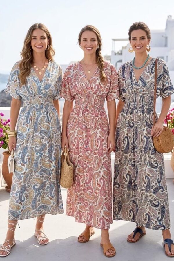 ✨ Mönstrad maxiklänning – Caramell Fashion ✨🌸