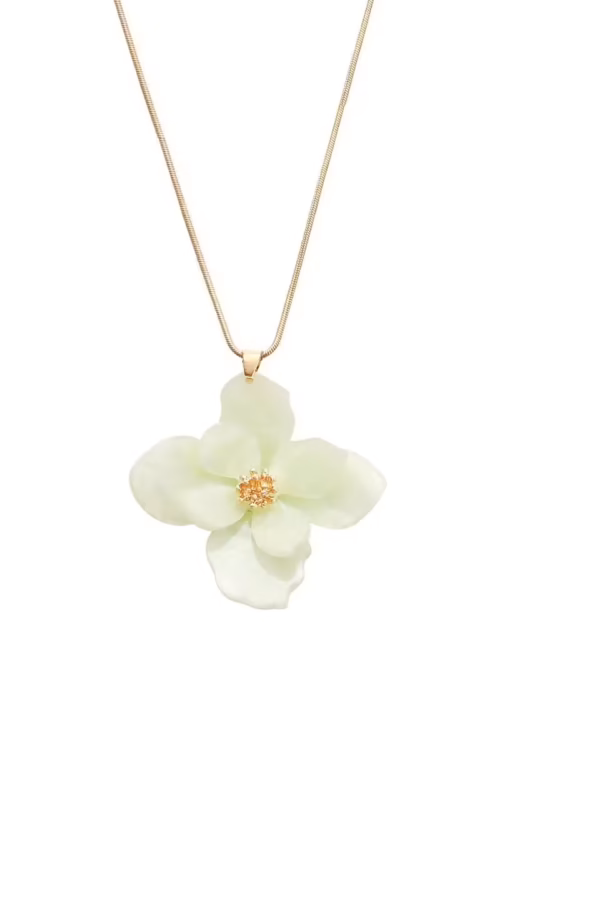 Kort halsband i romantisk blomdesign i ljusgrönt