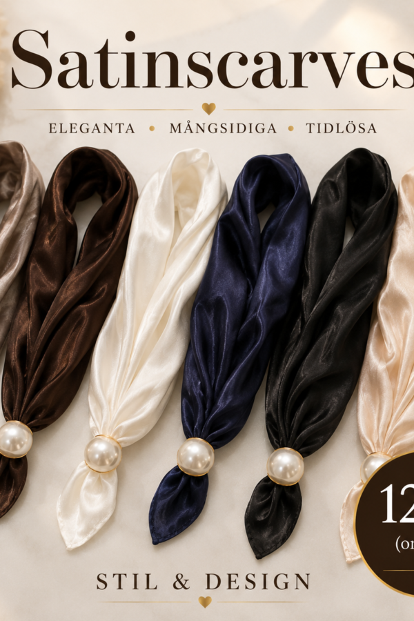 ✨💎 ELEGANT SATINSCARF MED MAGNETPÄRLA 💎✨