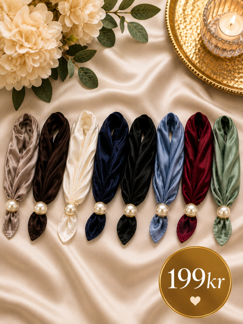 Elegant satinscarves med magnetpärla