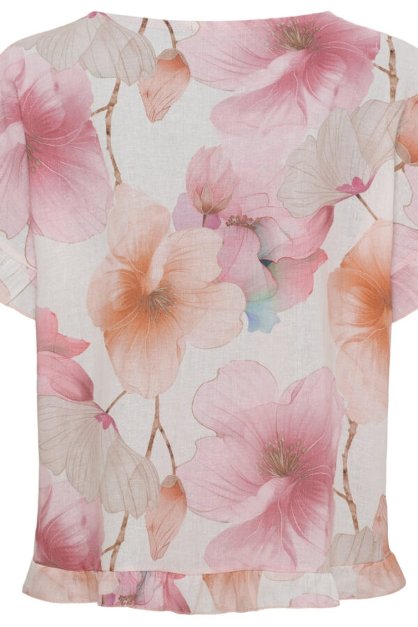 Blommig linne/viskosblus