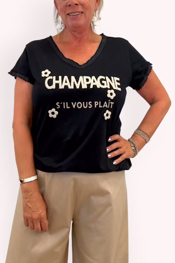 T-shirt med glittriga detaljer i svart