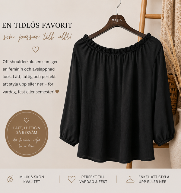 Svart blus i härlig tencel