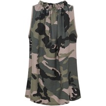 Fin ärmlös viskostopp i armygrön camouflage
