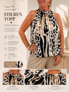 ✨ Vigga – elegant halternecktopp med djurmönster ✨(EJ BYTE,RETURRÄTT)