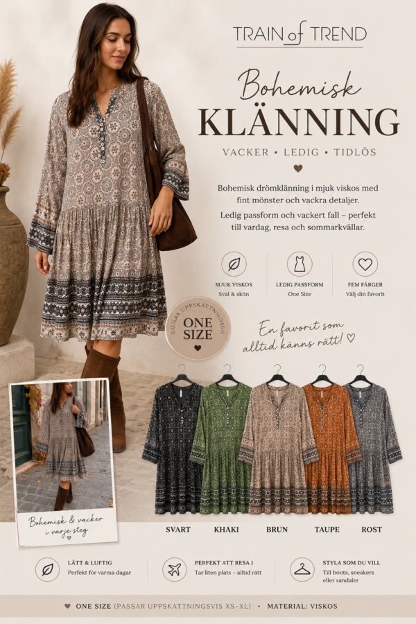 ✨ TRAIN OF TREND KLÄNNING – BOHEMISK, LUFTIG & HELT UNDERBAR ✨