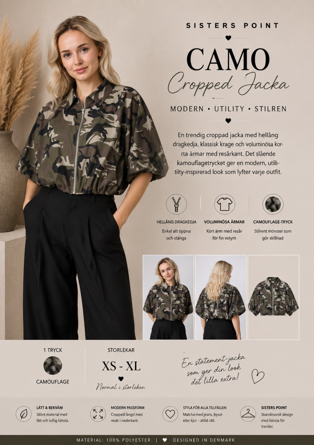 ✨ NELLY JACKA FRÅN SISTERS POINT – CAMOUFLAGE MED ATTITYD ✨