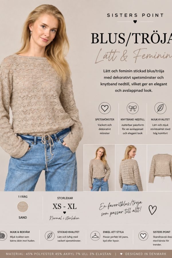 ✨ LILLY BLUS/TRÖJA FRÅN SISTERS POINT – LÄTT, FEMININ & VACKERT STICKAD ✨