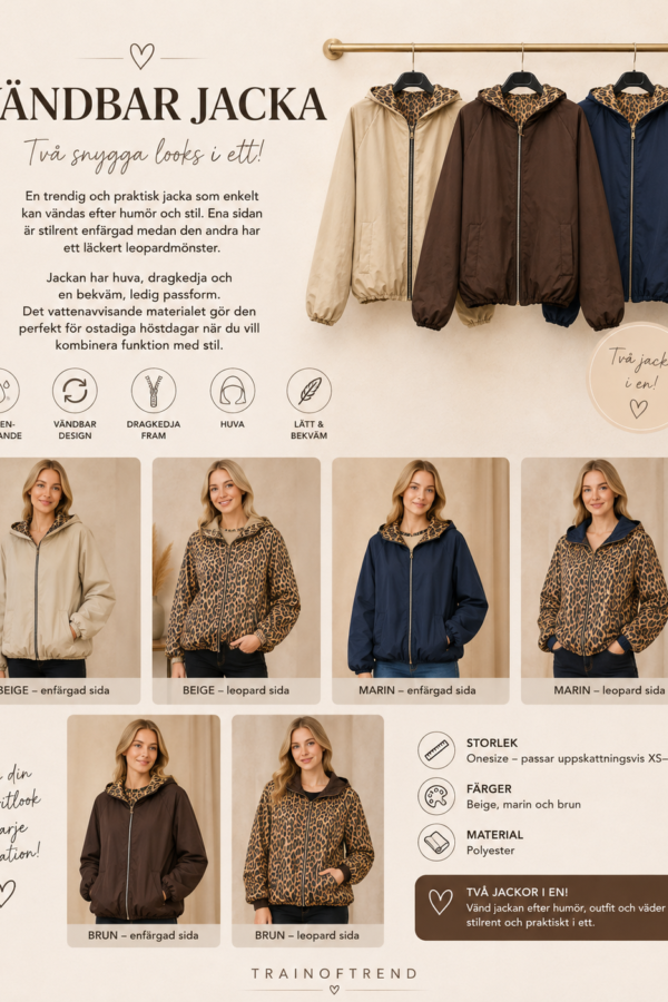 ✨ Vändbar jacka – två snygga looks i ett! 🐆