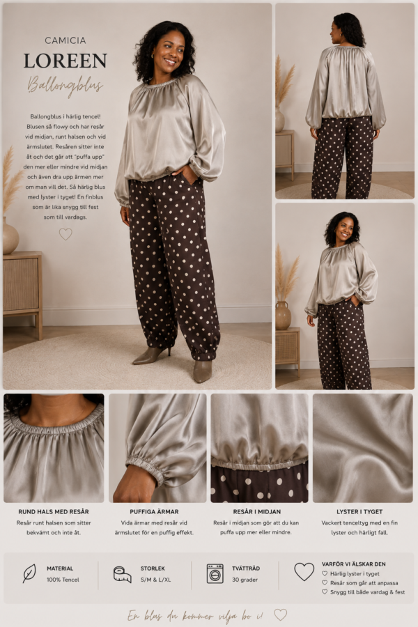✨ LOREEN BLUS FRÅN CAMICIA – FLOWY, GLANSIG & FULL AV VOLYM ✨