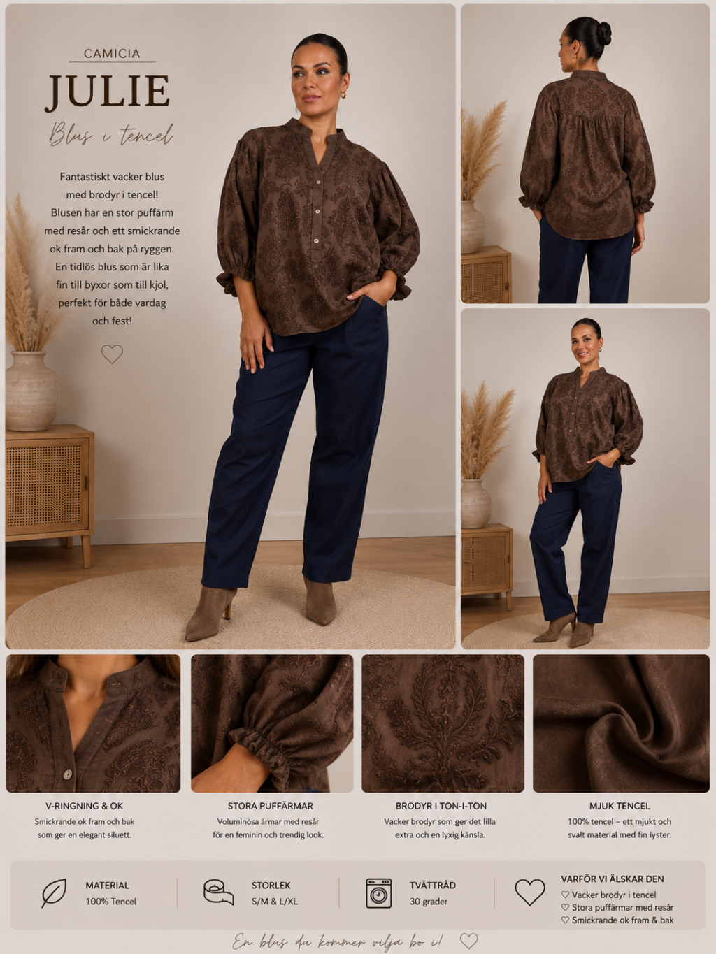 ✨ JULIE BLUS FRÅN CAMICIA – BRODERAD, FEMININ & HELT MAGISK ✨(EJ BYTE/RETURRÄTT)