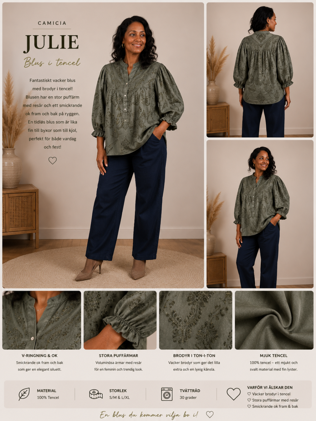 ✨ JULIE BLUS FRÅN CAMICIA – BRODERAD, FEMININ & HELT MAGISK ✨(EJ BYTE/RETURRÄTT)