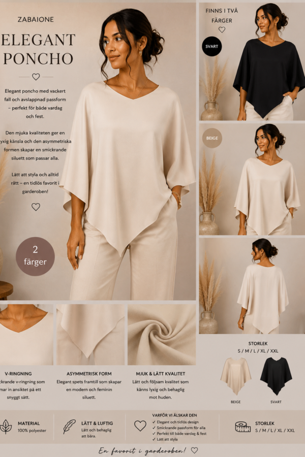✨ ASYMMETRISK PONCHOTOPP FRÅN ZABAIONE – ELEGANT, LUFTIG & SMICKRANDE ✨