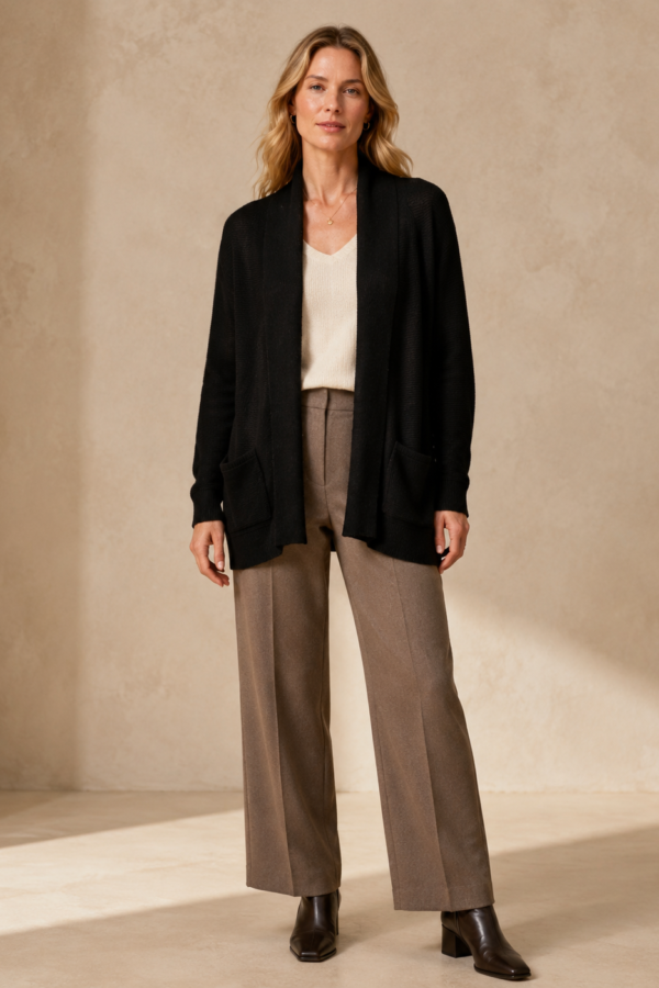 ✨ SVART STICKAD CARDIGAN FRÅN ZABAIONE – MJUK, TIDLÖS & LÄTTMATCHAD ✨