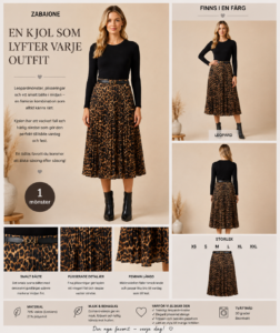✨ LEOPARDMÖNSTRAD PLISSÉKJOL FRÅN ZABAIONE – ELEGANT, FEMININ & TRENDIG ✨(EJ BYTE,RETURRÄTT)