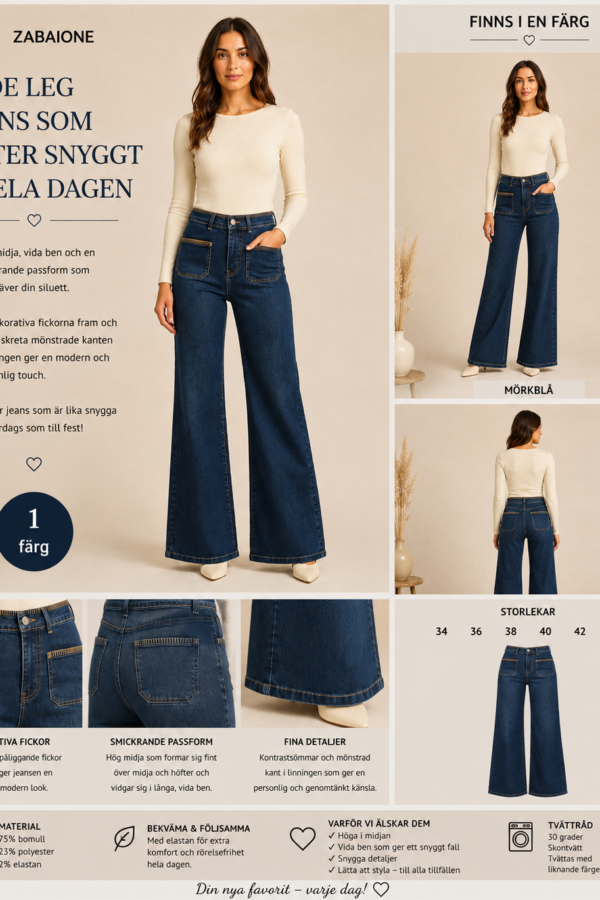 💙 Mörkblå jeans med vida ben från Zabaione