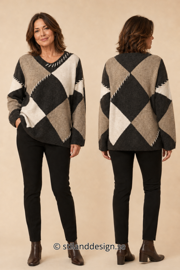 ✨ GEOMETRISK STICKAD TRÖJA FRÅN CARAMELL FASHION – MJUK, LEDIG & STILFULL ✨