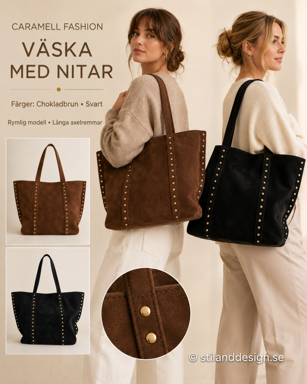 ✨ VÄSKA MED NITAR FRÅN CARAMELL FASHION – RYMLIG, TRENDIG & LYXIG ✨